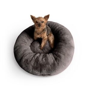 NWT UnHide Faux Fur Pet Bed Medium, CHARCOAL CHARLIE